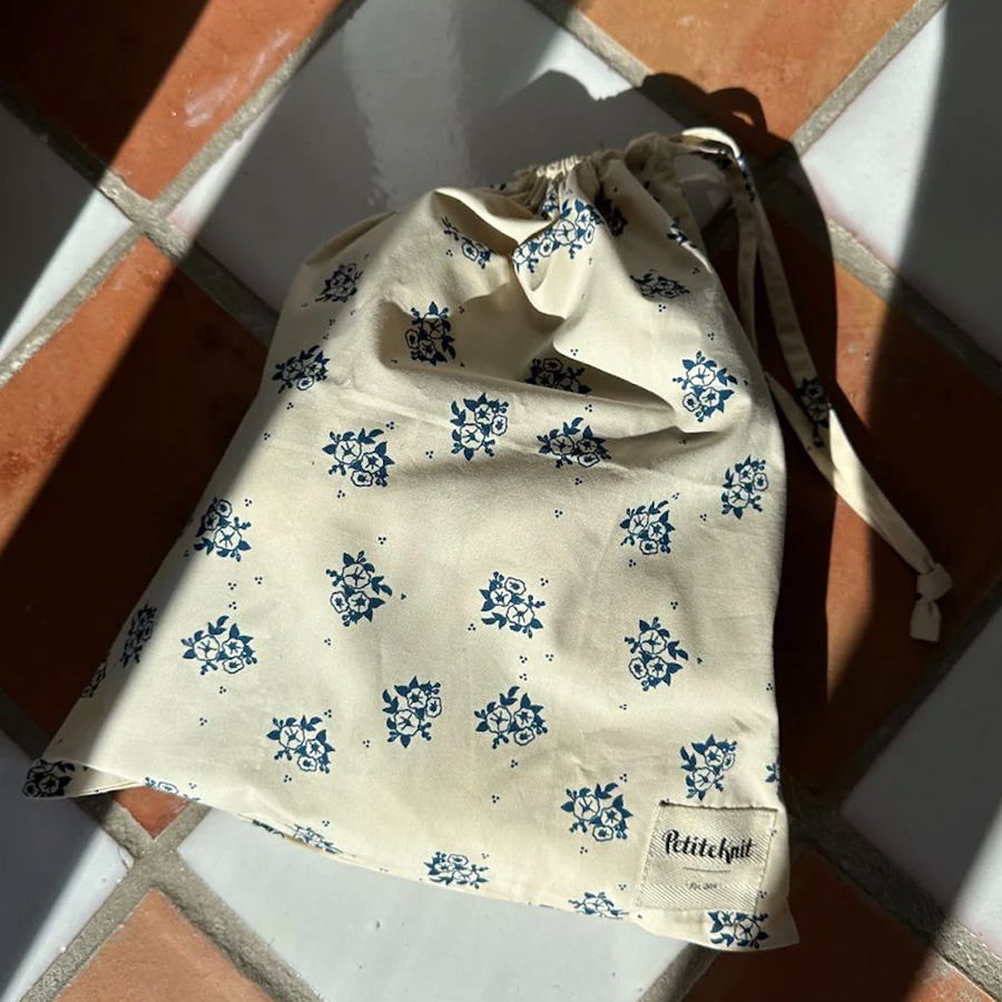 Knitters String Bag - Midnight Blue Flower - Petiteknit Projekttaske